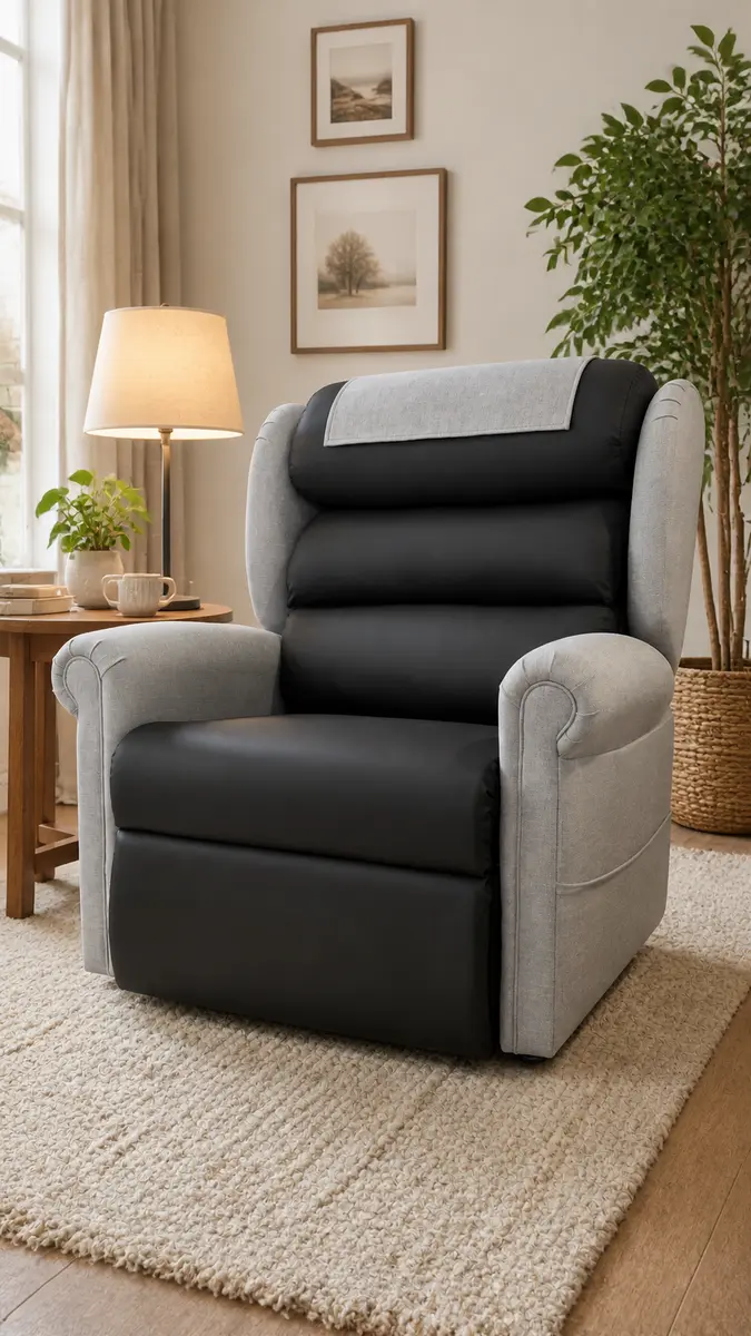 Bariatric chair in a warm furnished care setting