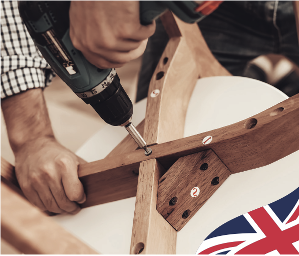 Chair frame being assembled in a British workshop