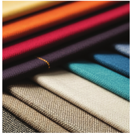 Close-up of fabric swatches in different colours