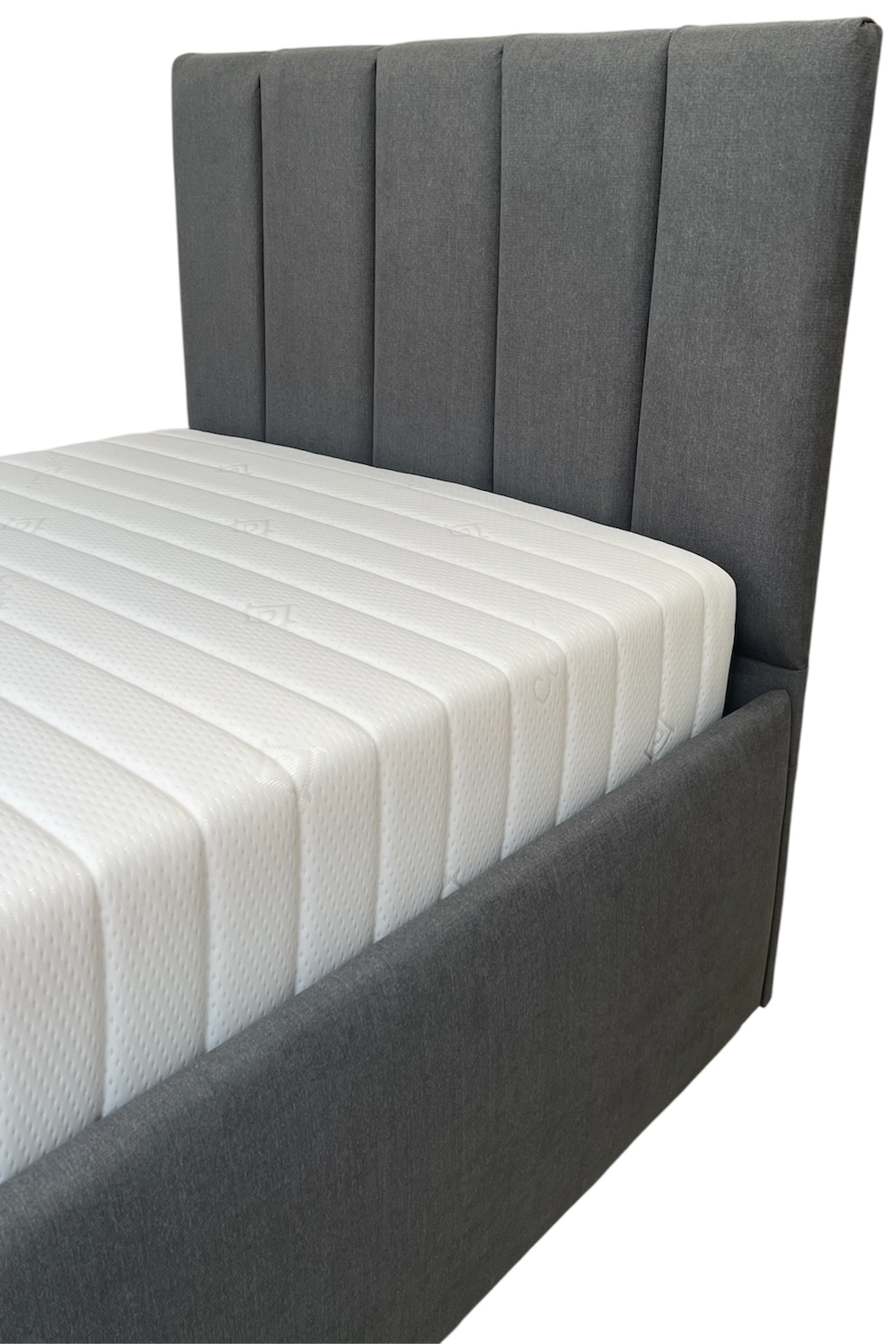 The Hickling adjustable bed with grey headboard and mattress